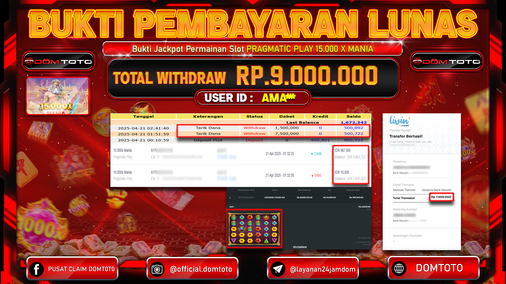 JACKPOT SLOT 15.000X MANIA 21 APRIL 2025